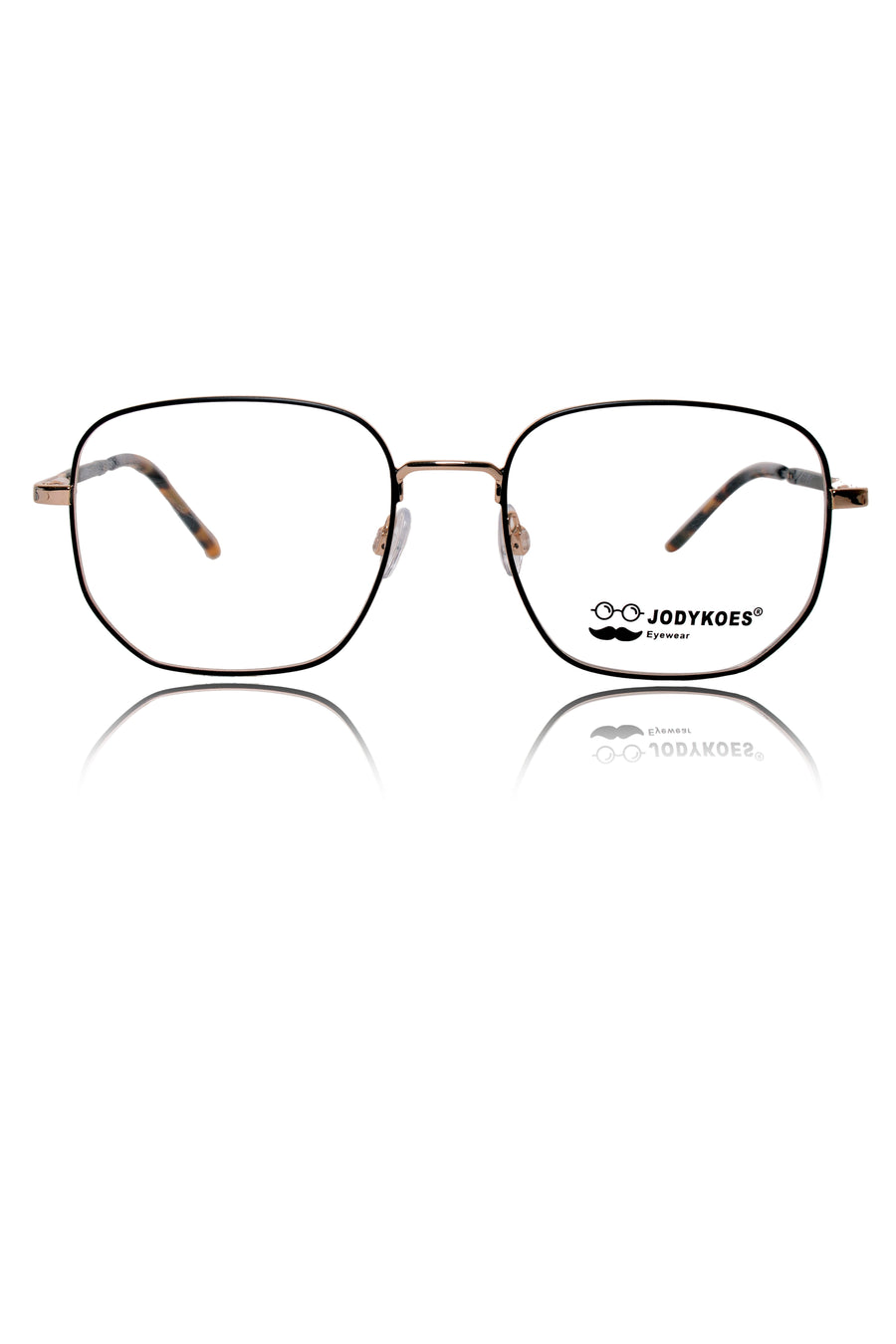 Luxury Series : Pure Titanium Metal Spectacle Eyeglasses | New Shape Square Metal Eyewear Frame (Black And Gold)