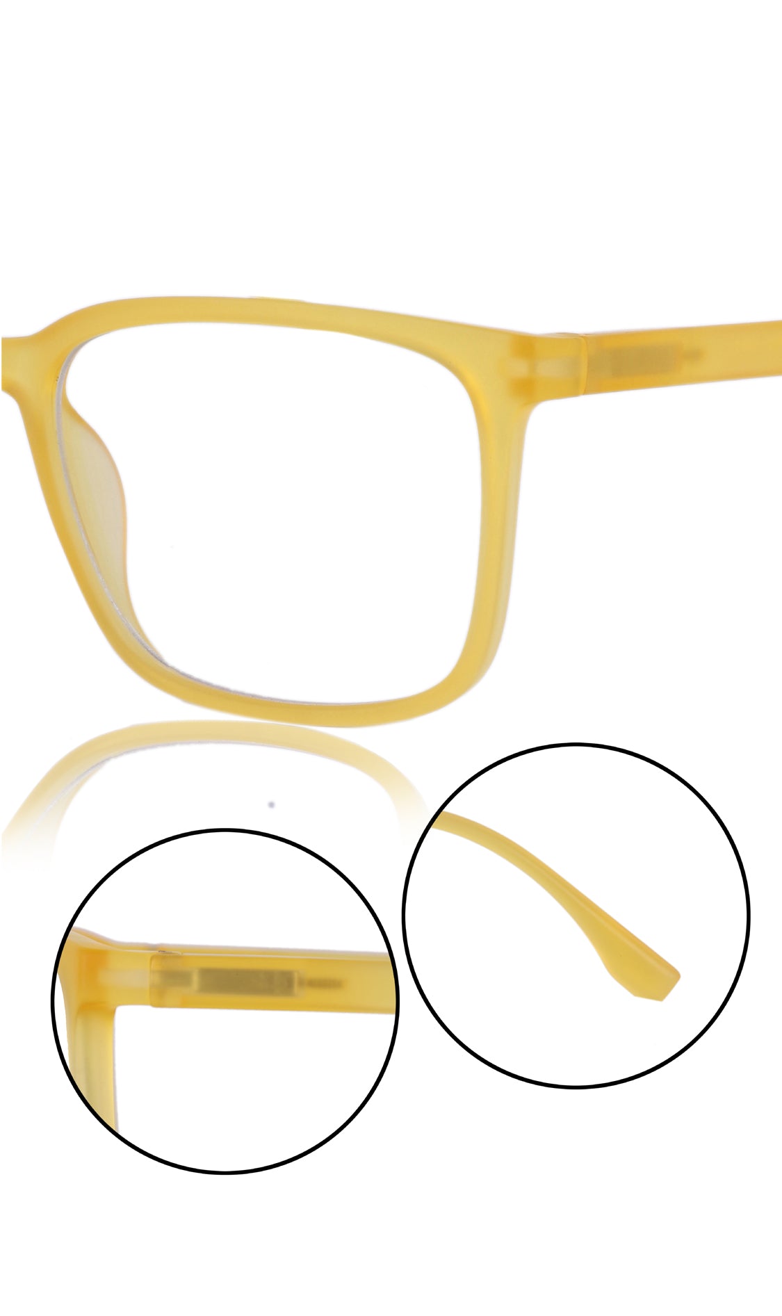Colour Series : Vibrant colours eyewear rectangle frames with anti glare and blue filter eyeglasses for men and women (Banana Yellow)
