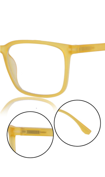 Colour Series : Vibrant colours eyewear rectangle frames with anti glare and blue filter eyeglasses for men and women (Banana Yellow)