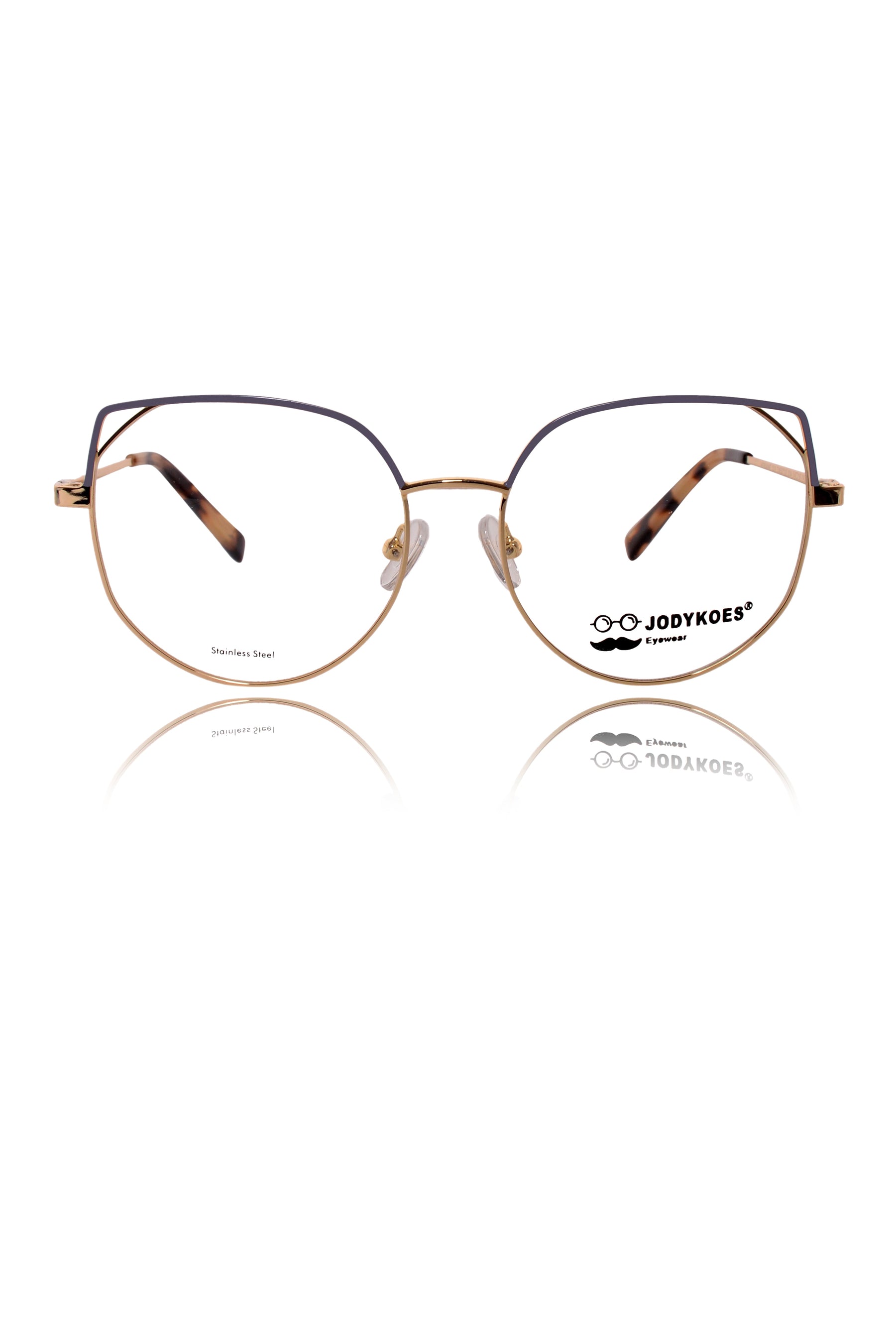 Luxury Series : Pure Titanium Metal Spectacle Eyeglasses | Cat Eye Metal Eyewear Frame (Lavender and Gold)