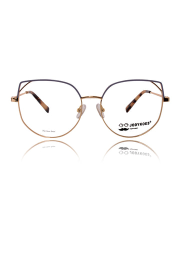 Luxury Series : Pure Titanium Metal Spectacle Eyeglasses | Cat Eye Metal Eyewear Frame (Lavender and Gold)