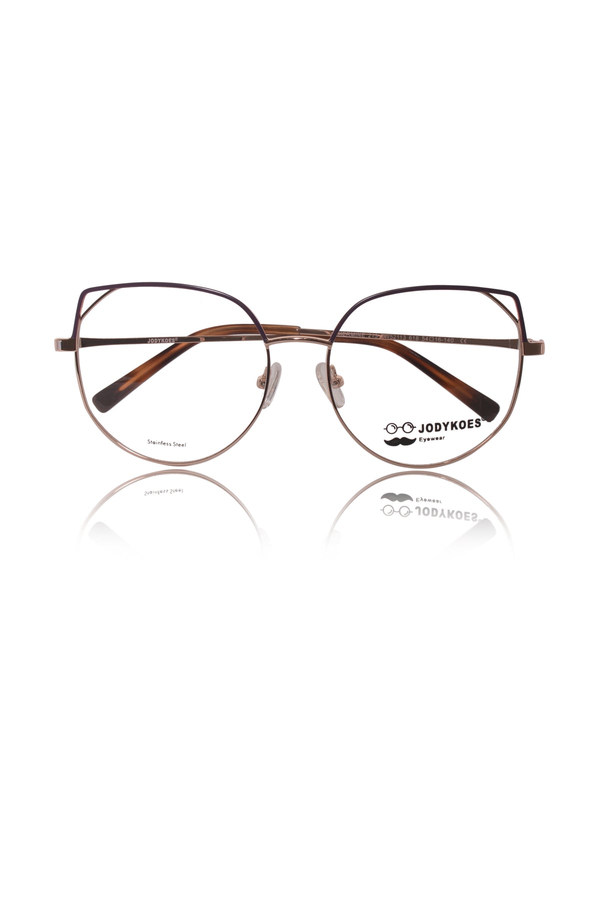 Luxury Series : Pure Titanium Metal Spectacle Eyeglasses | Cat Eye Metal Eyewear Frame (Purple and Rose Gold)