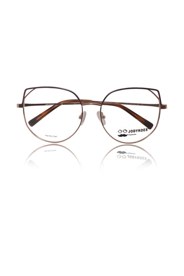 Luxury Series : Pure Titanium Metal Spectacle Eyeglasses | Cat Eye Metal Eyewear Frame (Purple and Rose Gold)